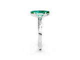 Silver Marquise Cut Emerald Engagement Ring with Side Stone Accents and Four-Prong Setting_26