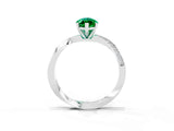 Silver Marquise Cut Emerald Engagement Ring with Side Stone Accents and Four-Prong Setting_27