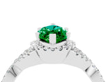 Silver Marquise Cut Emerald  Halo Twist Band Solitaire Prong Setting Ring_16