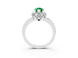 Silver Marquise Cut Emerald Scalloped Halo Engagement Ring with Round Shared Prong Band_45