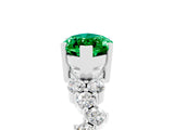 Silver Marquise Cut Emerald Scattered Round Accent Ring with Prong Setting_35