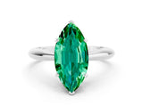 Silver Marquise Cut Emerald Solitaire Engagement Ring with Cathedral Setting and Four-Prong Mount_12