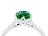 Silver Marquise Cut Emerald Solitaire Ring with Flower Prong Setting and Classic Band_4