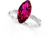 Silver Marquise Cut Garnet Engagement Ring with Side Stone Accents and Four-Prong Setting_25