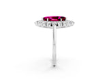 Silver Marquise Cut Garnet Floral Double Halo Engagement Ring with Prong Setting_152