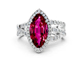 Silver Marquise Cut Garnet Halo Ring with Round Split Shank and Prong Setting_66