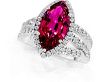 Silver Marquise Cut Garnet Halo Ring with Round Split Shank and Prong Setting_67