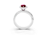 Silver Marquise Cut Garnet Halo Ring with Round Split Shank and Prong Setting_69