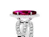 Silver Marquise Cut Garnet Halo Ring with Round Split Shank and Prong Setting_71