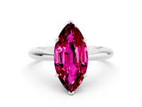 Silver Marquise Cut Garnet Solitaire Engagement Ring with Cathedral Setting and Four-Prong Mount