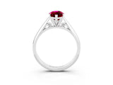 Silver Marquise Cut Garnet Solitaire Engagement Ring with Cathedral Setting and Four-Prong Mount_3