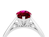 Silver Marquise Cut Garnet Solitaire Engagement Ring with Cathedral Setting and Four-Prong Mount_4