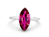 Silver Marquise Cut Garnet Solitaire Engagement Ring with Classic Band and Four-Prong Setting_12