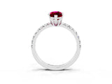 Silver Marquise Cut Garnet Solitaire Pavé Engagement Ring with Round Band and Prong Setting_99