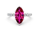 Silver Marquise Cut Garnet Solitaire Ring with Round  Pavé Band and Four-Prong Setting_24