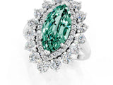 Silver Marquise Cut Green Sapphire Floral Double Halo Engagement Ring with Prong Setting_140
