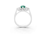 Silver Marquise Cut Green Sapphire Floral Double Halo Engagement Ring with Prong Setting_142
