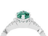 Silver Marquise Cut Green Sapphire  Halo Twist Band Solitaire Prong Setting Ring_16