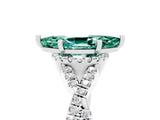 Silver Marquise Cut Green Sapphire  Halo Twist Band Solitaire Prong Setting Ring_17