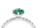 Silver Marquise Cut Green Sapphire Pavé Solitaire Ring with Round Band and Prong Setting_46