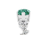 Silver Marquise Cut Green Sapphire Scattered Round Accent Ring with Prong Setting_35