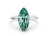 Silver Marquise Cut Green Sapphire Solitaire Engagement Ring with Cathedral Setting and Four-Prong Mount_12
