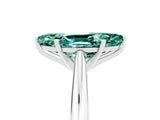 Silver Marquise Cut Green Sapphire Solitaire Engagement Ring with Cathedral Setting and Four-Prong Mount_17