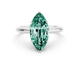Silver Marquise Cut Green Sapphire Solitaire Engagement Ring with Cathedral Setting and Four-Prong Mount_18