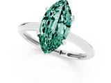 Silver Marquise Cut Green Sapphire Solitaire Engagement Ring with Classic Band and Four-Prong Setting_13