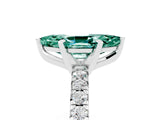Silver Marquise Cut Green Sapphire Solitaire Pavé Engagement Ring with Round Band and Prong Setting_95