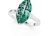 Silver Marquise Cut Green Sapphire Solitaire Ring with Flower Prong Setting and Classic Band_1