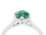 Silver Marquise Cut Green Sapphire Solitaire Ring with Flower Prong Setting and Classic Band_4