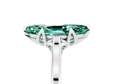 Silver Marquise Cut Green Sapphire Solitaire Ring with Flower Prong Setting and Classic Band_5