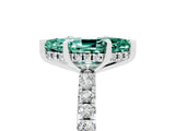 Silver Marquise Cut Green Sapphire Solitaire Ring with Round  Pavé Band and Four-Prong Setting_41