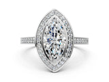 Silver Marquise Cut Halo Bezel Diamond Pave Band Ring_13