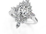 Silver Marquise Cut Halo Diamond Cluster Ring with Marquise and Round Stones on a White Gold Band with Prong Setting_14