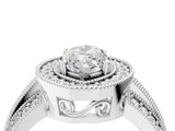 Silver Marquise Cut Halo Diamond Engagement Ring with Pave Split Shank and Four-Prong Setting_11