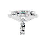 Silver Marquise Cut Halo Diamond Ring with Pavé Band and Three-Prong Setting_15