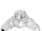 Silver Marquise Cut Halo Diamond Split Shank Engagement Ring with Four-Prong Setting_17