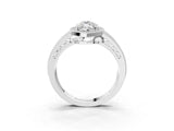 Silver Marquise Cut Halo Diamond Split Shank Ring with Prong Setting_10