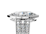 Silver Marquise Cut Halo Diamond Split Shank Ring with Prong Setting_12