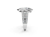 Silver Marquise Cut Halo Diamond Split Shank Ring with Prong Setting_9