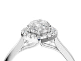 Silver Marquise Cut Halo Round Diamond Solitaire Ring with Pavé Band and Four-Prong Setting_16