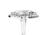 Silver Marquise Cut Halo Round Diamond Solitaire Ring with Pavé Band and Four-Prong Setting_17