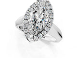 Silver Marquise Cut Halo Solitaire Engagement Ring with Square Band and Four-Prong Setting_25