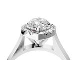 Silver Marquise Cut Halo Solitaire Engagement Ring with Square Band and Four-Prong Setting_28