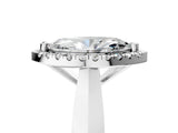 Silver Marquise Cut Halo Solitaire Engagement Ring with Square Band and Four-Prong Setting_29