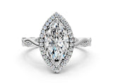 Silver Marquise Cut Halo Twist Band with Four-Prong Setting_7