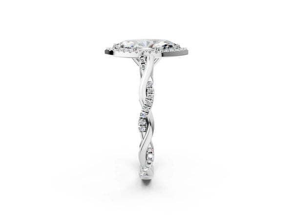 Sterling Silver Marquise Interwoven Twist Halo Engagement Ring Setting