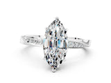 Silver Marquise Cut Moissanite Engagement Ring with Side Stone Accents and Four-Prong Setting_24